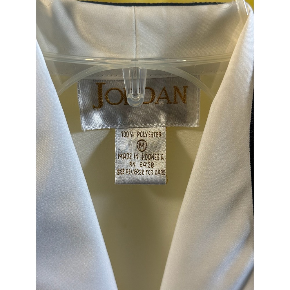 Vintage Jordan White Sailor Collar Blouse Navy Blue Striped Cuffs Size Medium - Picture 3 of 12